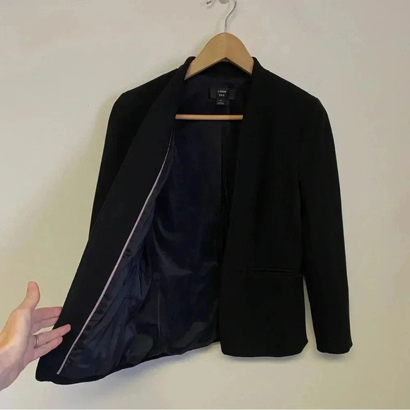 J. Crew 365 Black Stretch Twill Open Front Going Out Blazer Sz 4 - Picture 5 of 12